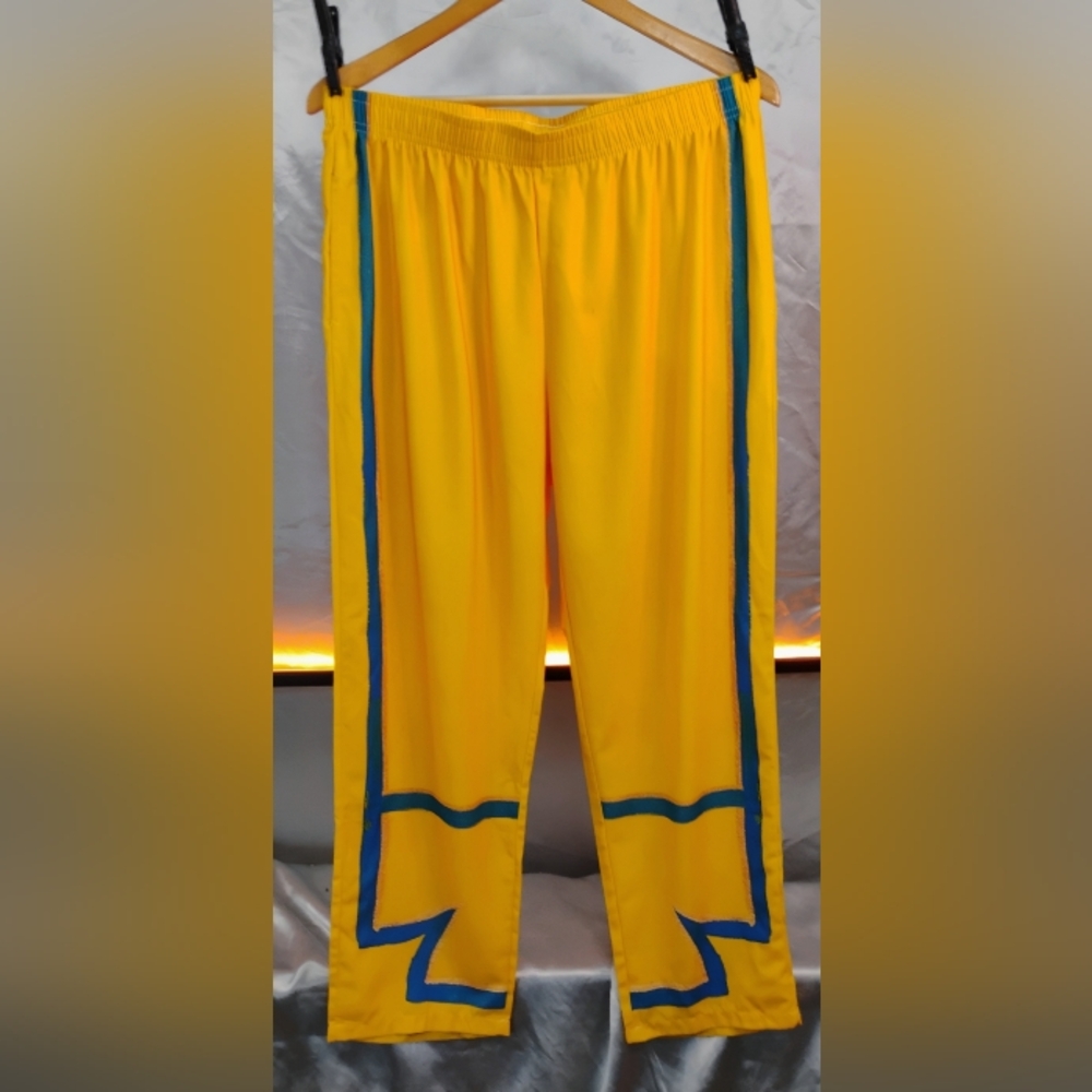 XL Track Pants Yellow Blue Athletic Nice To Meet You